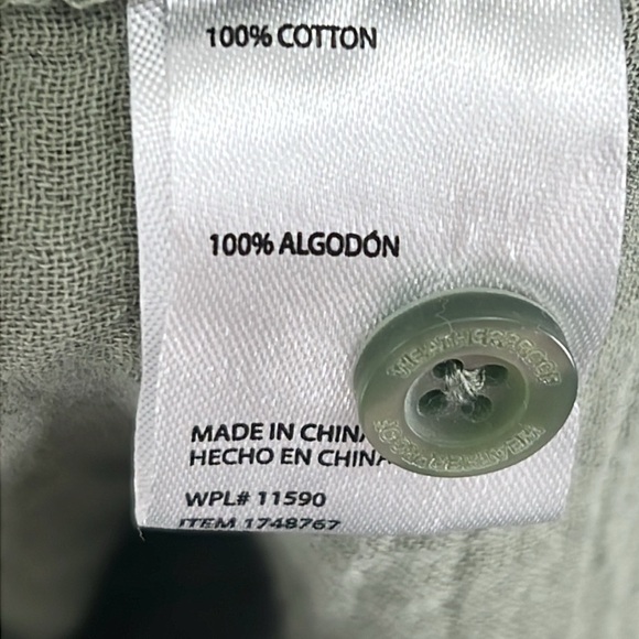 Weatherproof Vintage Gauze Dress Sz L Green Button Front Belted Short Sleeve NWT - Picture 9 of 12